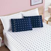 Jogo De Cama Lençol Celine Casal Padrão 03 Peças Micropercal 200 Fios Bolinhas - Azul Marinho - 1