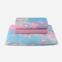 Jogo De Cama Lençol Fantasy Unicórnio Solteiro 03 Peças 100% Algodão Infantil Infantil - Rosa - 1