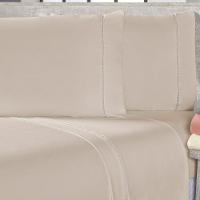 Jogo De Cama Lençol Sofist Ponto Palito 400 Fios Toque Macio Casal King 03 Peças - Bege - 1