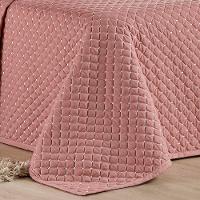 Kit Cobre Leito Colcha Vênus Queen Dupla Face Micropercal 200 Fios Liso 3 Peças - Rosê - 2