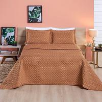 Kit Cobre Leito Colcha Vênus Queen Dupla Face Micropercal 200 Fios Liso 3 Peças - Terracota - 1