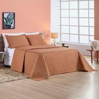 Kit Cobre Leito Colcha Vênus Queen Dupla Face Micropercal 200 Fios Liso 3 Peças - Terracota - 4