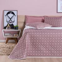Kit Cobre Leito Colcha Meggy Poá Solteiro Dupla Face Micropercal 200 Fios 2 Peças - Rosê - 1
