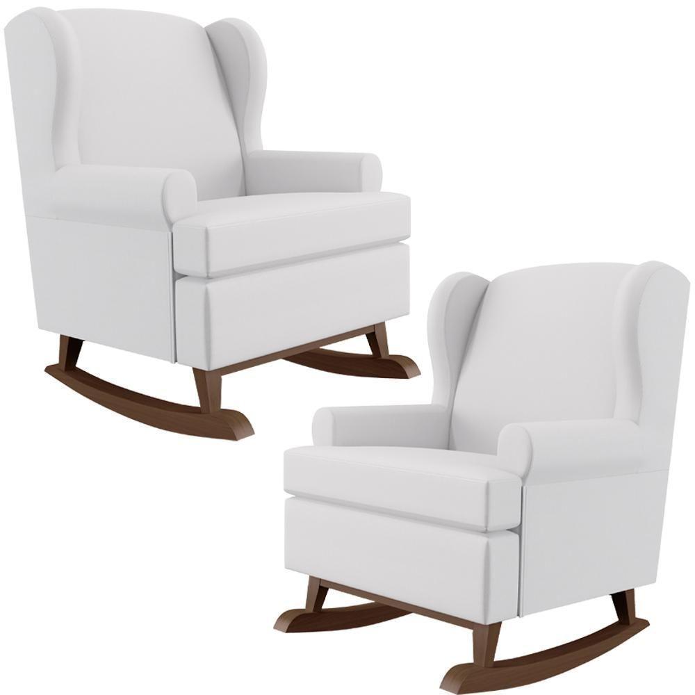 Kit 2 Poltronas Malu Base De Madeira P02 Facto Branco Fosco - 1