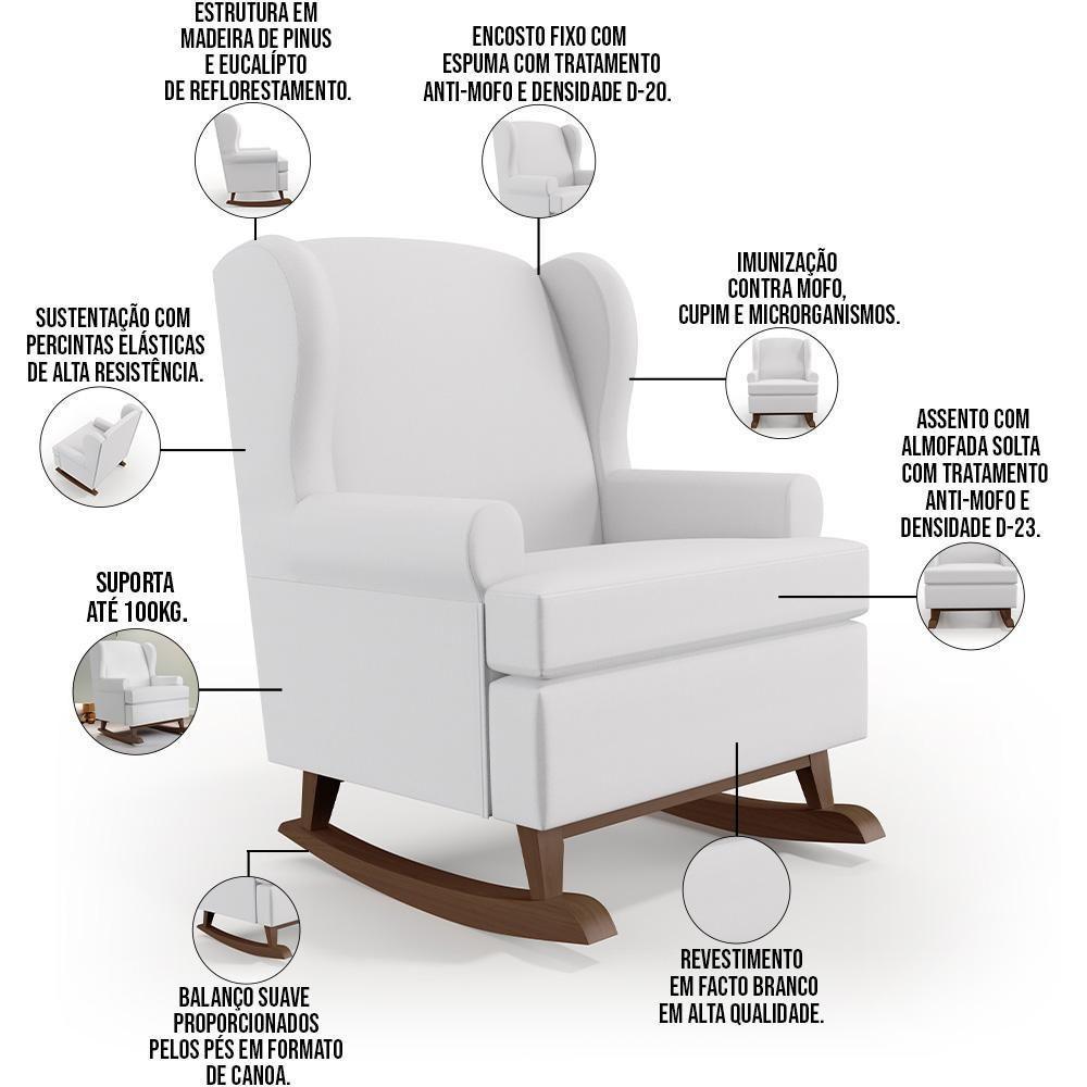 Kit 2 Poltronas Malu Base De Madeira P02 Facto Branco Fosco - 6