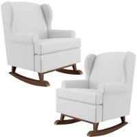 Kit 2 Poltronas Malu Base De Madeira P02 Facto Branco Fosco - 1