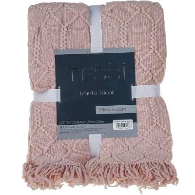 Manta Tricot Style Decorativa 160x220 Toque Super Macio Champagne