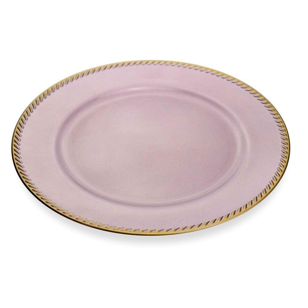Sousplat De Plástico Rosa E Dourado 33Cm - 4