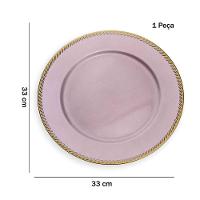 Sousplat De Plástico Rosa E Dourado 33Cm - 2