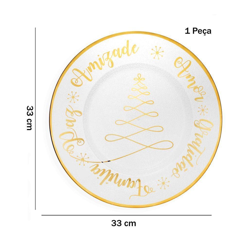 Sousplat De Plástico Desejos Transparente Dourado 33Cm - 2