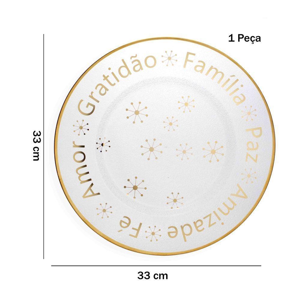 Sousplat De Plástico Desejos De Natal Transparente E Dourado Com Estrelas 33Cm - 2