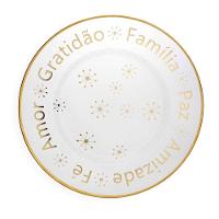 Sousplat De Plástico Desejos De Natal Transparente E Dourado Com Estrelas 33Cm - 1