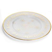 Sousplat De Plástico Desejos De Natal Transparente E Dourado Com Estrelas 33Cm