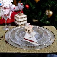 Sousplat De Plástico Desejos De Natal Transparente E Dourado Com Estrelas 33Cm - 5