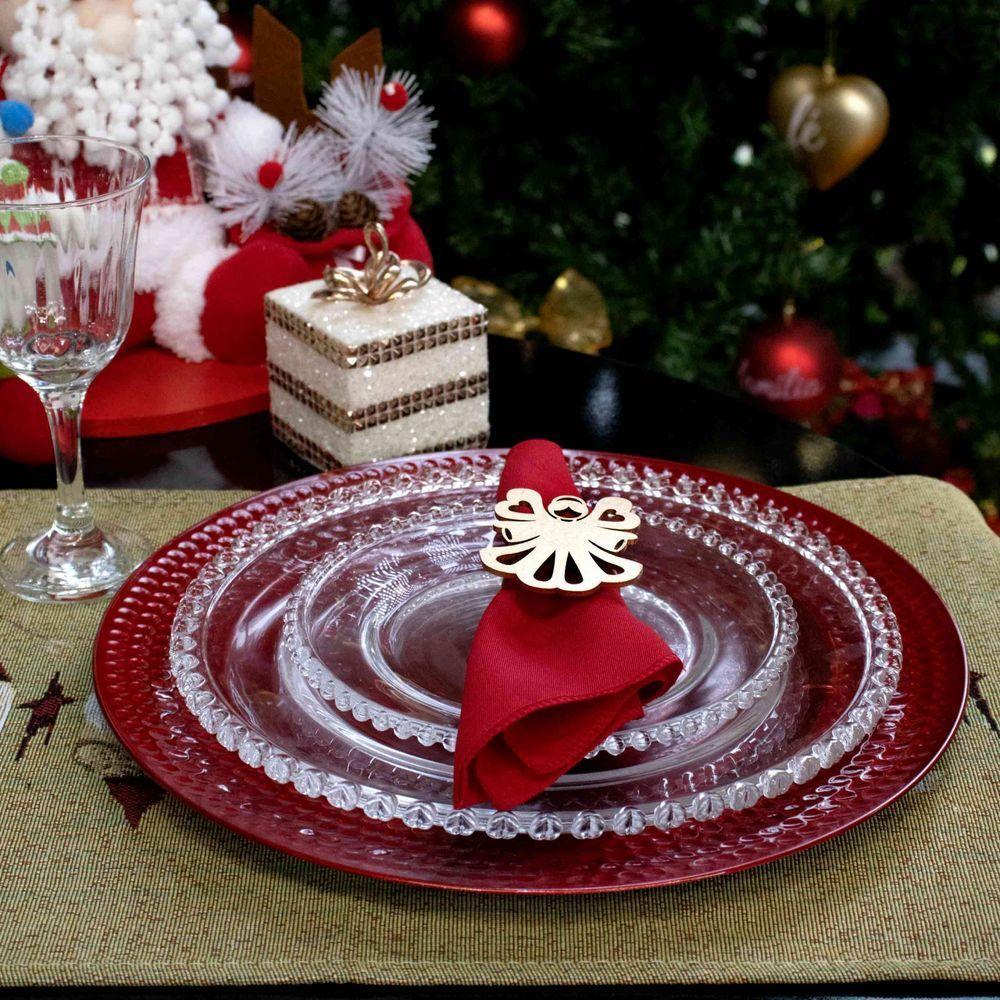 Sousplat De Plástico Vermelho Com Relevo Lateral 33Cm - 5