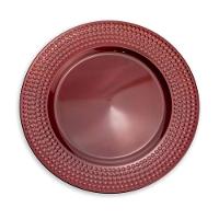 Sousplat De Plástico Vermelho Com Relevo Lateral 33Cm - 1