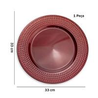 Sousplat De Plástico Vermelho Com Relevo Lateral 33Cm - 3
