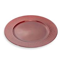 Sousplat De Plástico Vermelho Com Relevo Lateral 33Cm