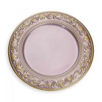 Sousplat De Plástico Rosa E Dourado Com Detalhe Em Arabesco 33Cm - 1