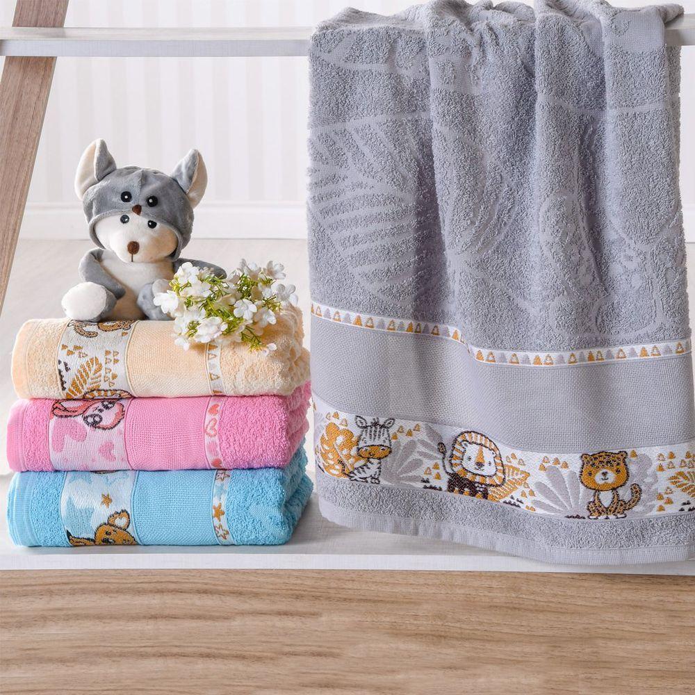 Toalha De Banho Infantil Com Barra Ponto Cruz 75X110 - 1