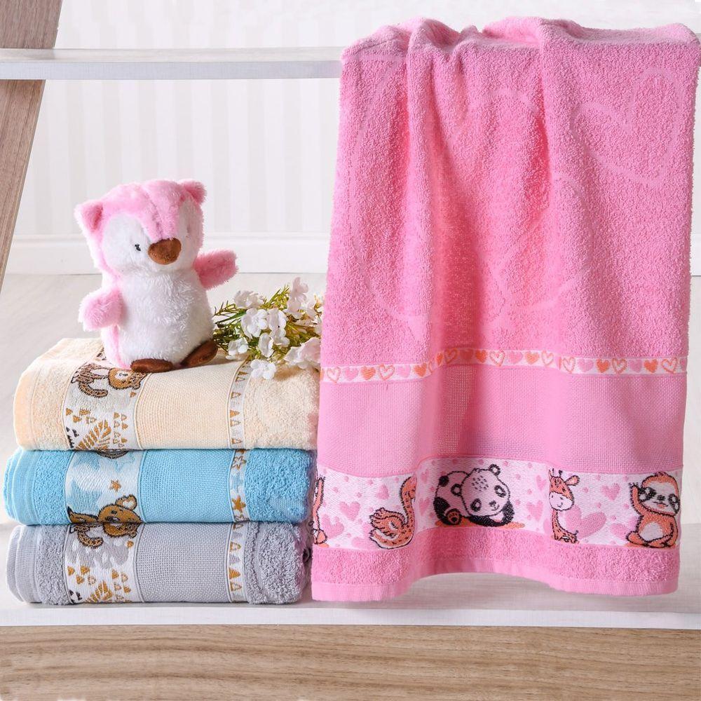 Toalha De Banho Infantil Com Barra Ponto Cruz 75X110 - 1