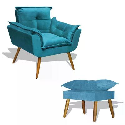 Kit Poltrona Com Puff Opala Suede Turquesa Divini