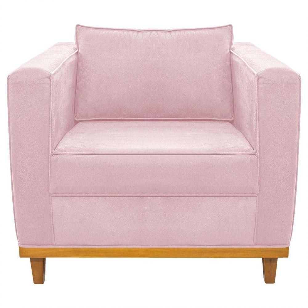 Kit Sofá 2 Lugares 2 Poltronas Europa Suede Rosa Bebê - 2