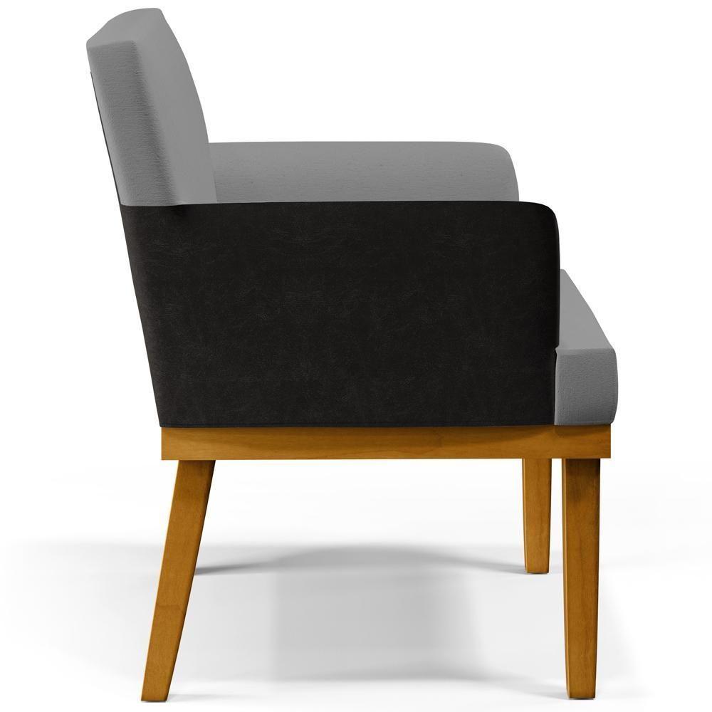 Poltrona Beatriz Linho Cinza Escuro Couríssimo Preto - 5