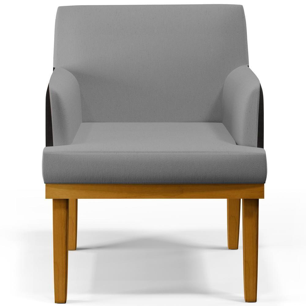 Poltrona Beatriz Linho Cinza Escuro Couríssimo Preto - 8