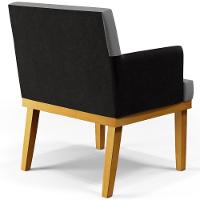 Poltrona Beatriz Linho Cinza Escuro Couríssimo Preto - 3