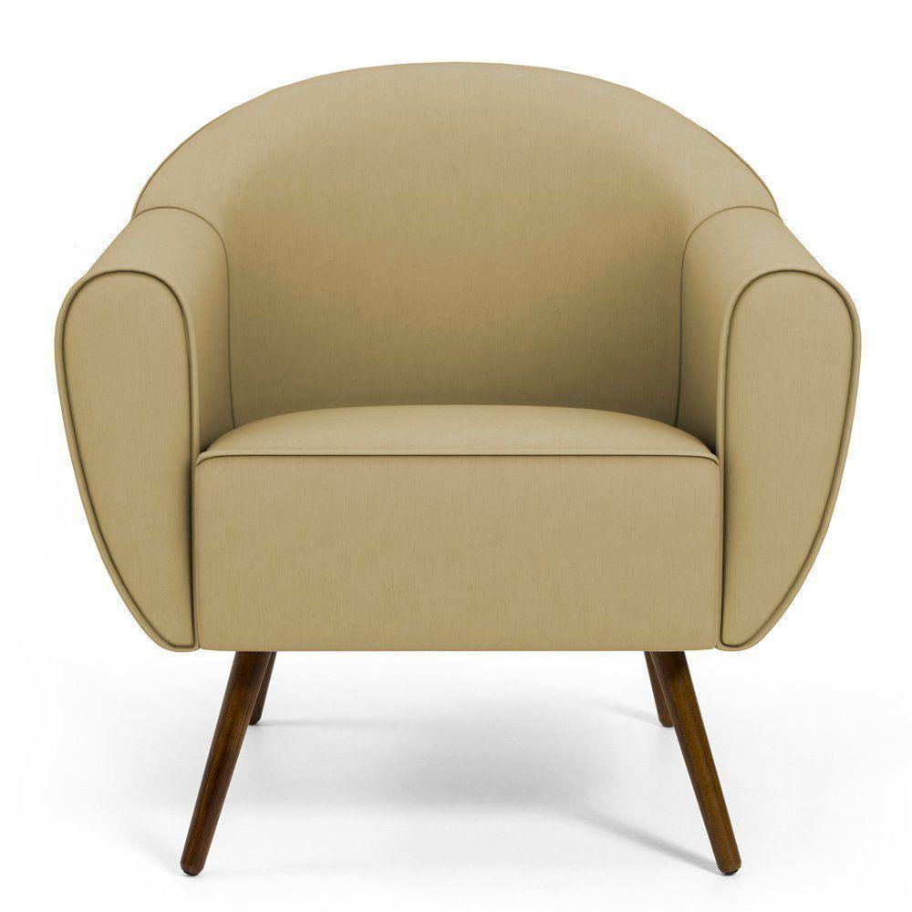 Poltrona Com Pés Palito Nina Veludo Liso Bege Escuro C-68 - 6