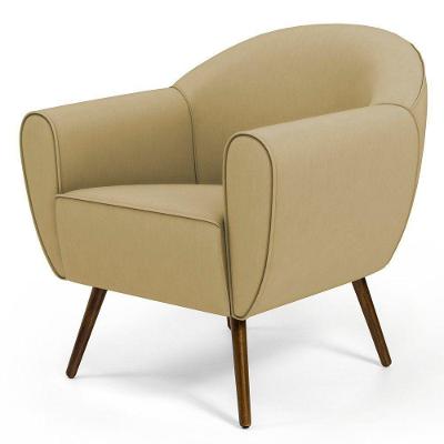 Poltrona Decorativa Nina Veludo Liso Bege Lyam Decor