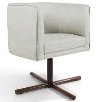 Poltrona Giratória Base X Linho Bege C-107 - 1