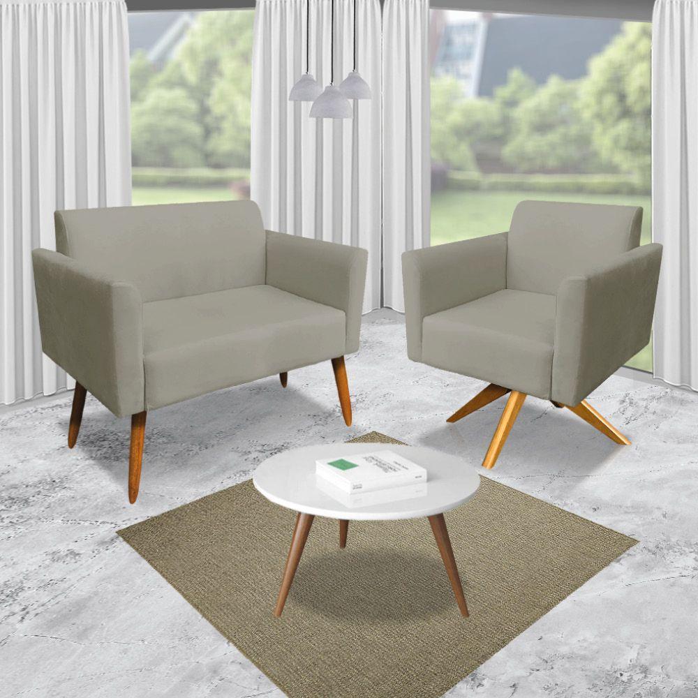 01 Namoradeira E 01 Poltrona Marisa Suede Marrom Rato - 4