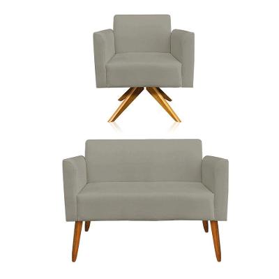 01 Namoradeira E 01 Poltrona Marisa Suede Marrom Rato