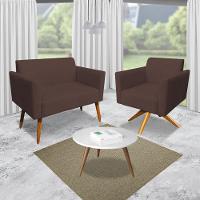 01 Namoradeira E 01 Poltrona Marisa Suede Marrom - 4