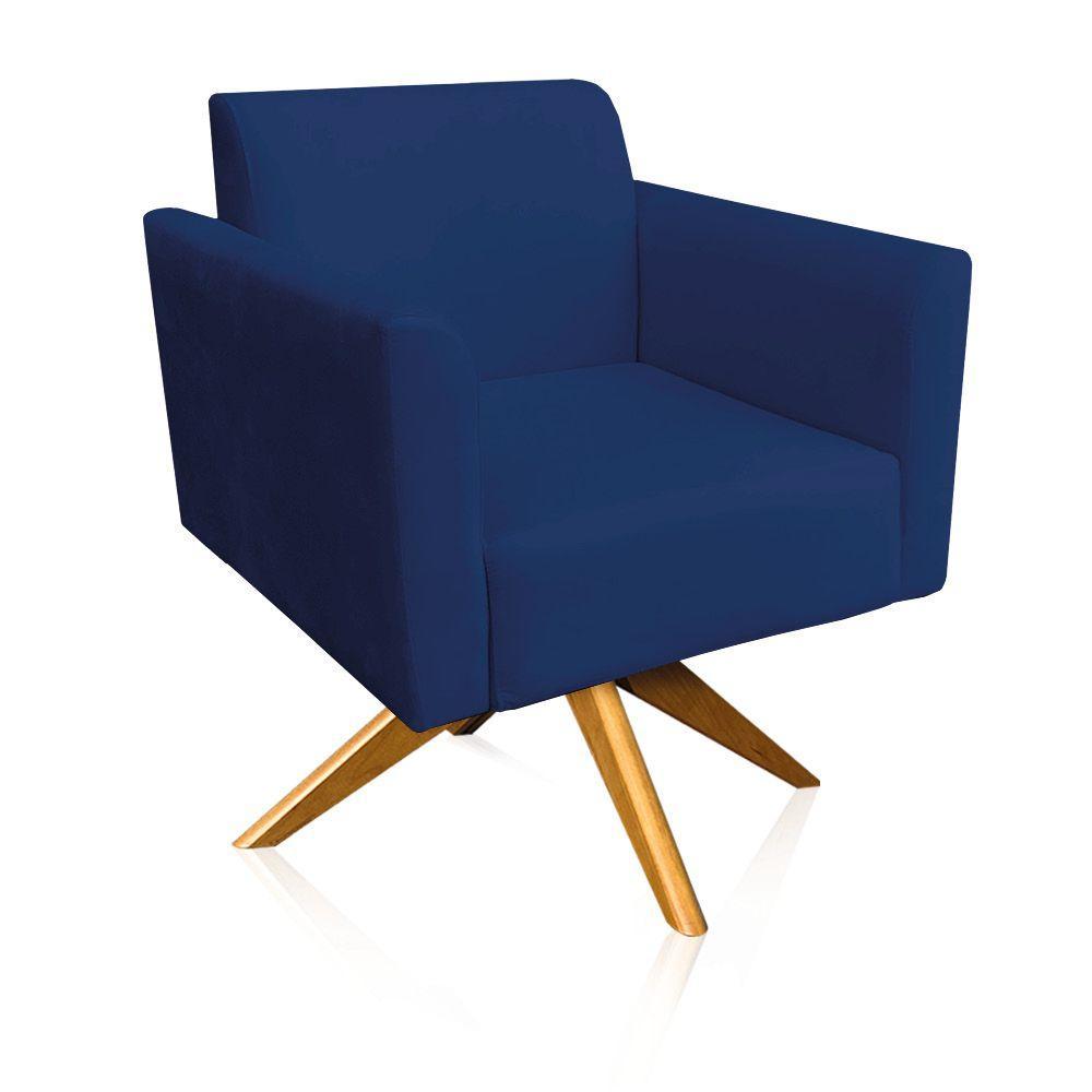 01 Namoradeira E 01 Poltrona Marisa Suede Azul Marinho - 5