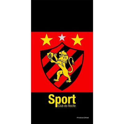 Toalha Praia Buettner Veludo Brasão Sport Recife Preto