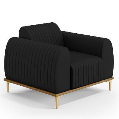Poltrona Decorativa Molino D02 Veludo Preto Lyam Decor