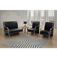 Conjunto Poltrona Sevilha Braço Alumínio Kit 3 Peças Preto - 2