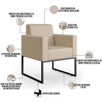 Kit 02 Poltronas Base Fixa De Metal Facto Pérola Metalizado - 11