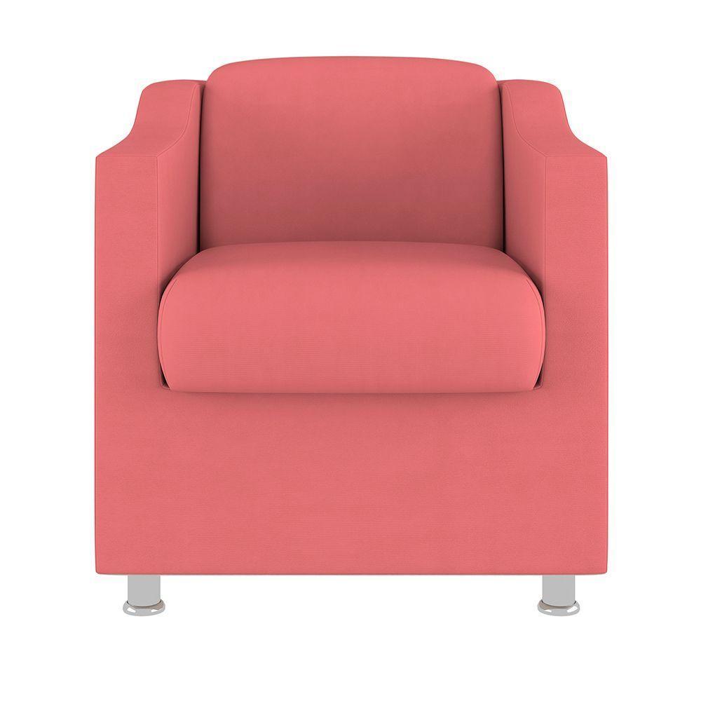 Kit 02 Poltronas Decorativas Clinica Tecido Suede Balaqui Cor:Rosa - 4