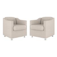 Kit 02 Poltronas Decorativas Clinica Tecido Suede Balaqui Cor:Bege - 1