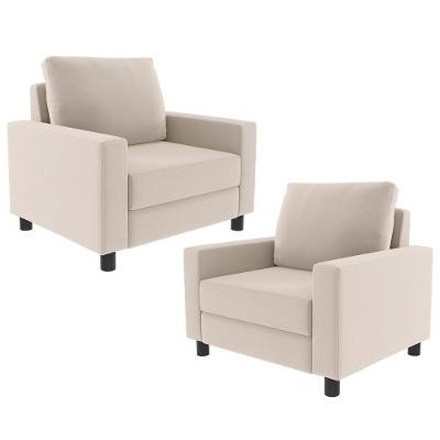 Kit 2 Poltronas Malta L02 Sala De Estar Suede Bege Lyam Decor