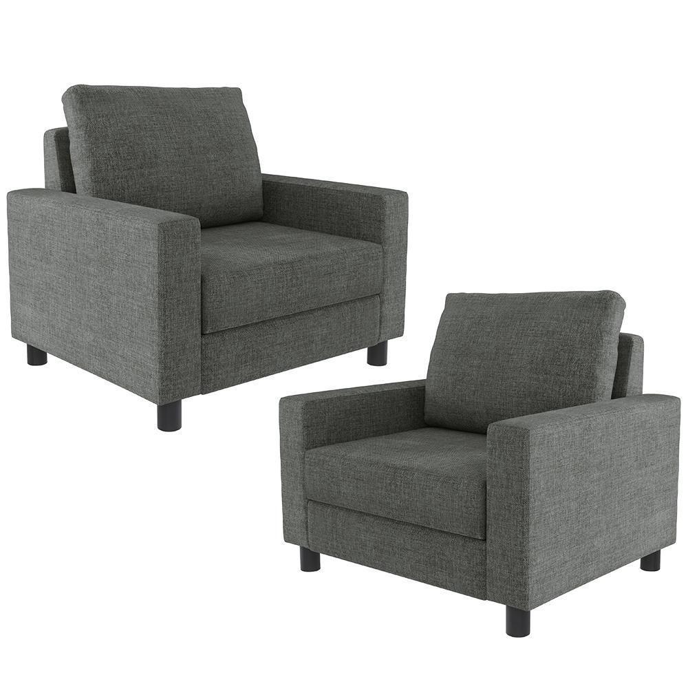 Kit 02 Poltronas Malta L02 Linho Cinza Escuro - 1