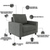 Kit 02 Poltronas Malta L02 Linho Cinza Escuro - 6