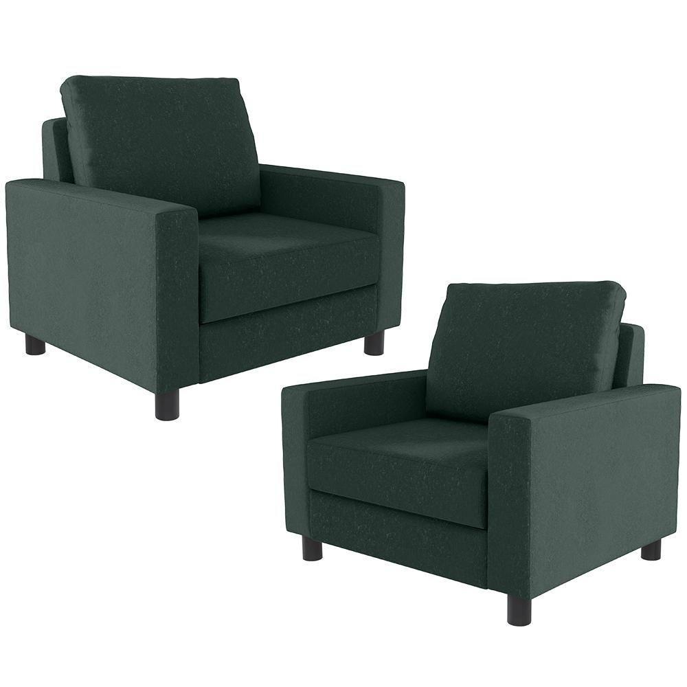 Kit 02 Poltronas Malta L02 Linho Verde Musgo - 1