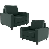 Kit 02 Poltronas Malta L02 Linho Verde Musgo - 1