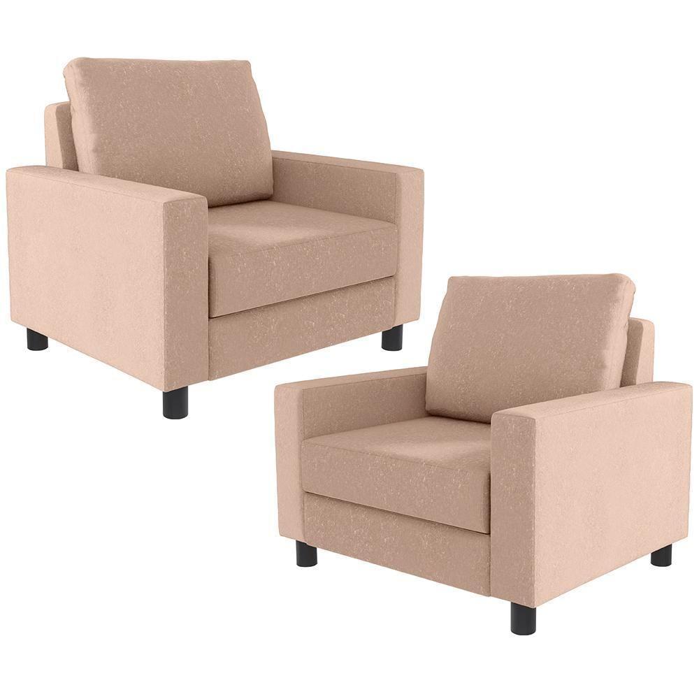 Kit 02 Poltronas Malta L02 Linho Rosê - 1