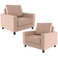Kit 02 Poltronas Malta L02 Linho Rosê - 1